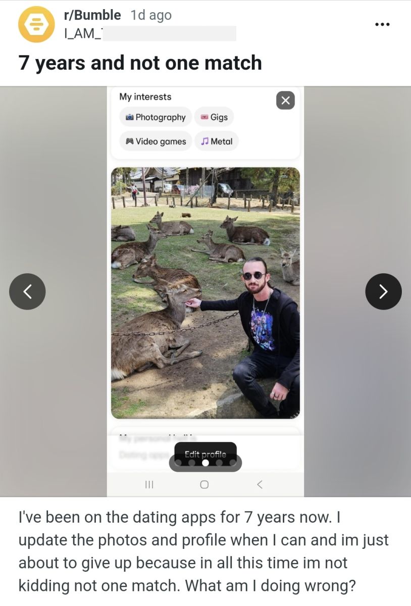 Man Has Been On Bumble For Seven Years With Zero Matches