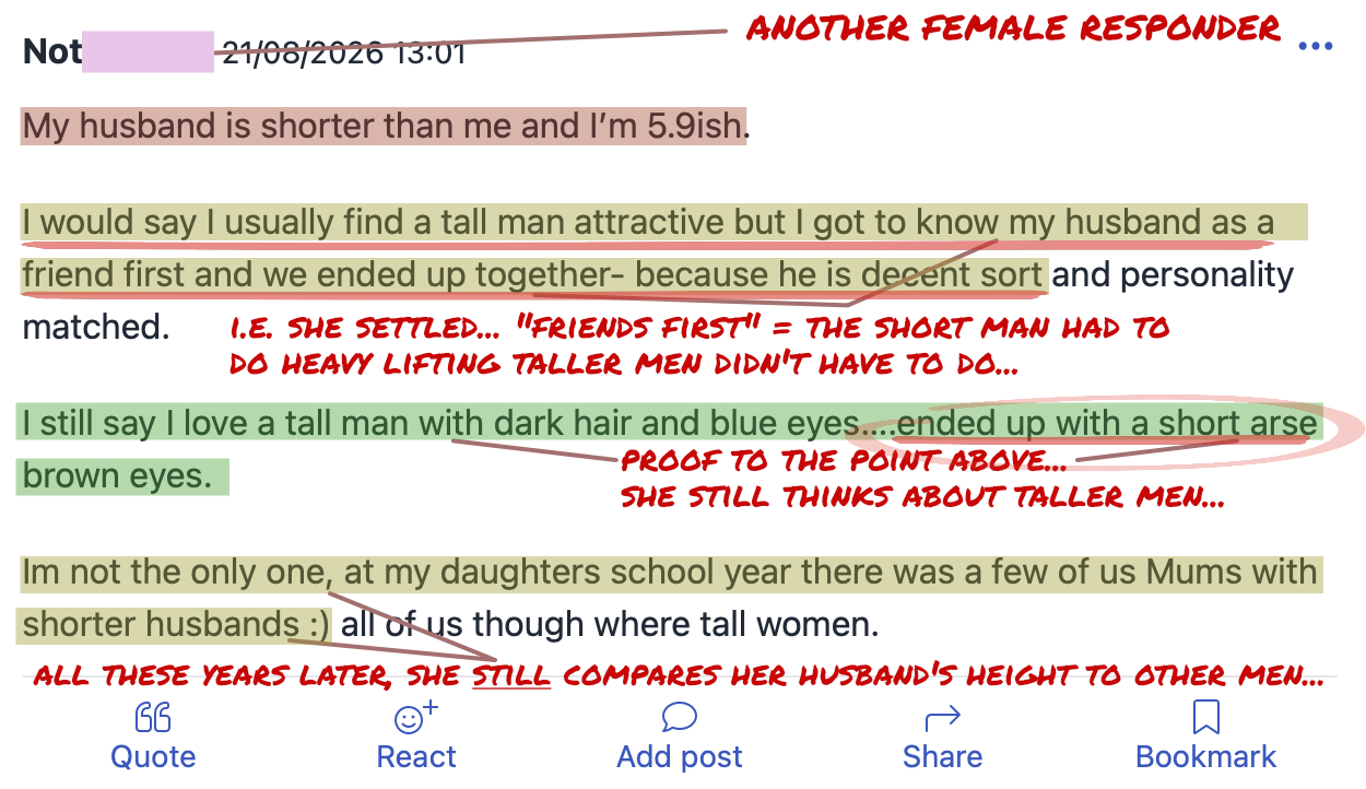 Man Posts On Women's Board For Reassurance. Leaves With Brutal Height Pills Instead.