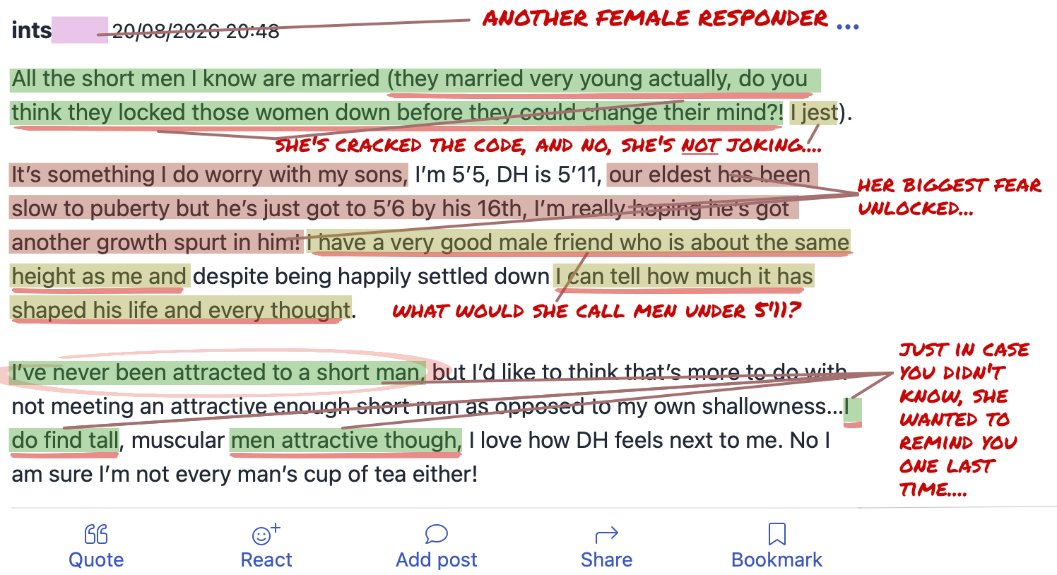 Man Posts On Women's Board For Reassurance. Leaves With Brutal Height Pills Instead.