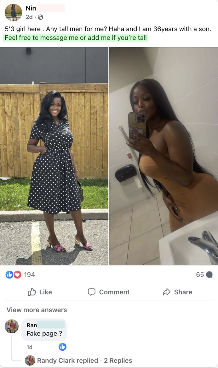 Older women thirsting over tall men in Facebook group