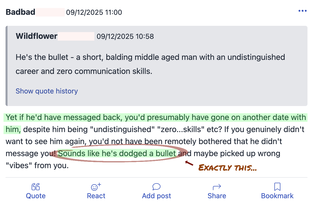 Woman furious that she was ghosted by a short middle aged man