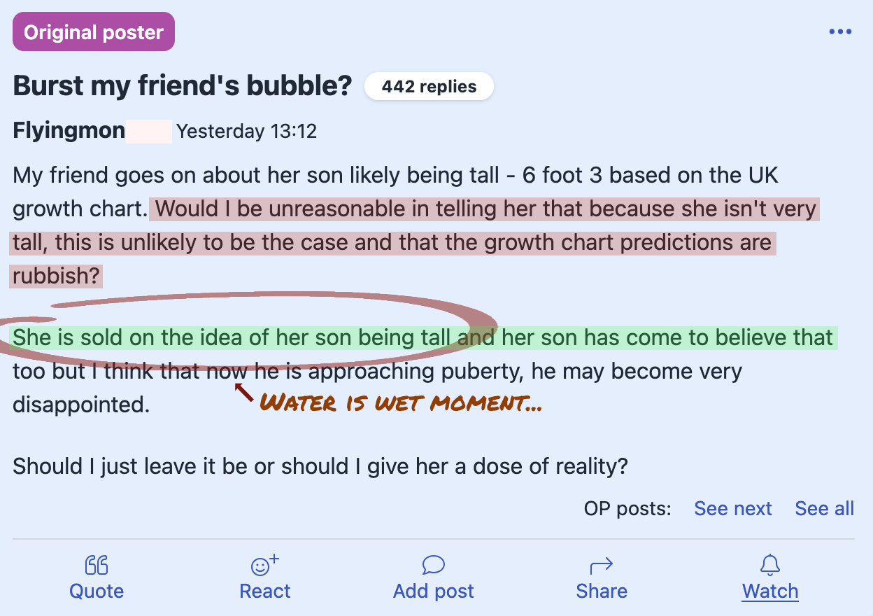 Women attack female poster who suggests that short women can have short offspring